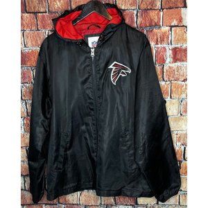 Atlanta Falcons NFL Black ATL Hooded Full Zip Windbreaker Lined Jacket Pockets